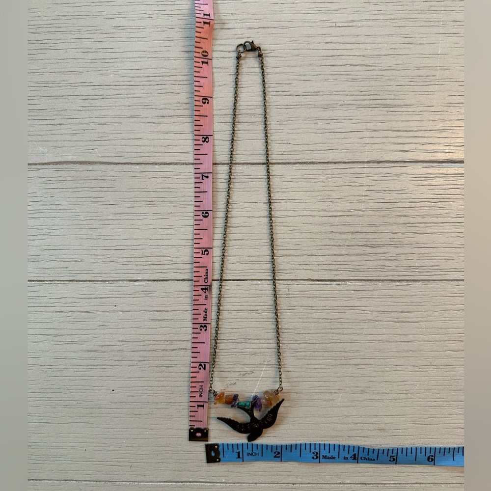 Handmade Crystal Beaded Free Bird Necklace • OOAK - Picture 6 of 8